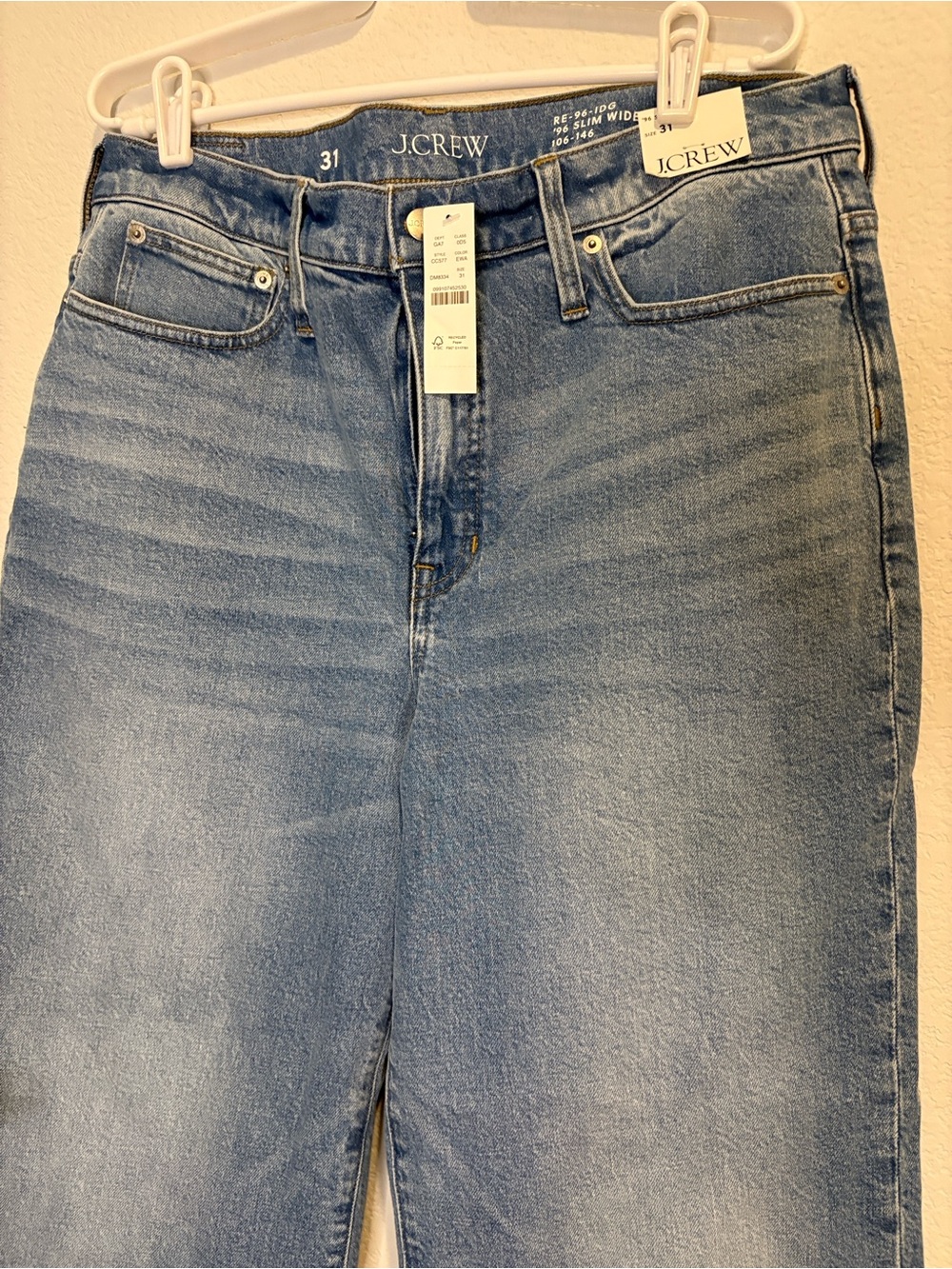 NWT J. Crew High-Rise ‘96 Slim Wide Leg Jeans - Light Blue size 31 - Picture 4 of 7